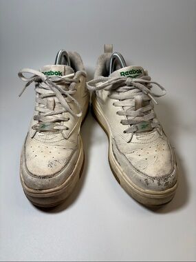 Reebok Club C White Leather Sneakers with Green Logo Women’s Size 7.5